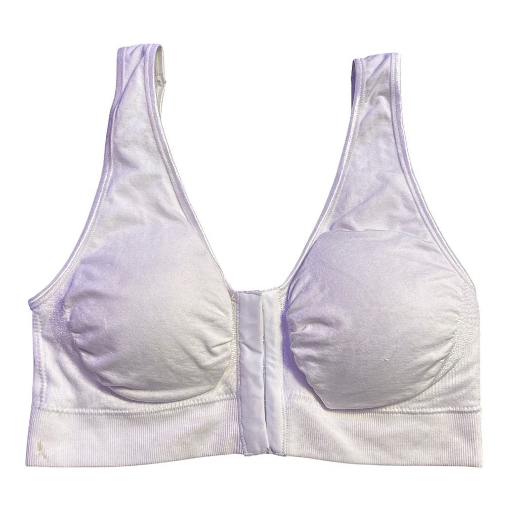 Miracle Bamboo Bra Wirefree Front Closure Seamless Comfort White XL